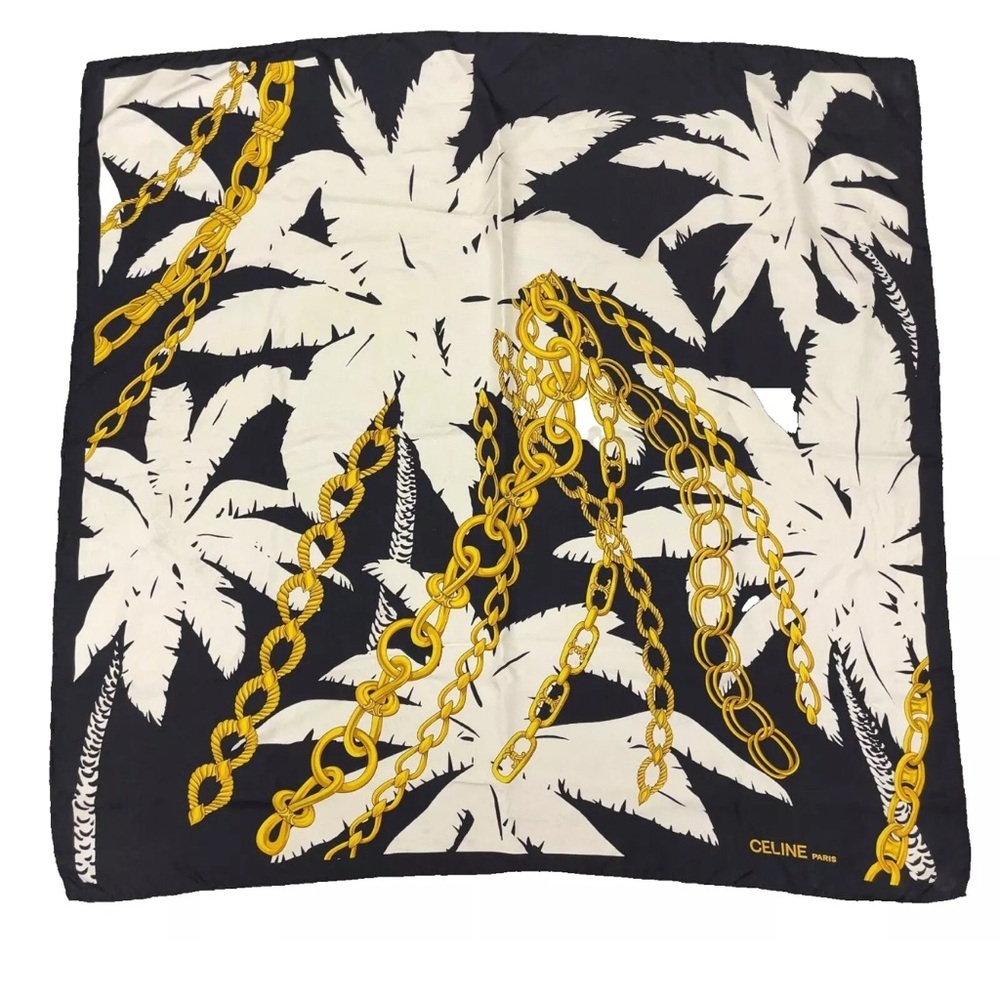 Authentic Celine Black and White Belt Pattern Silk Scarf - Picture 3 of 16
